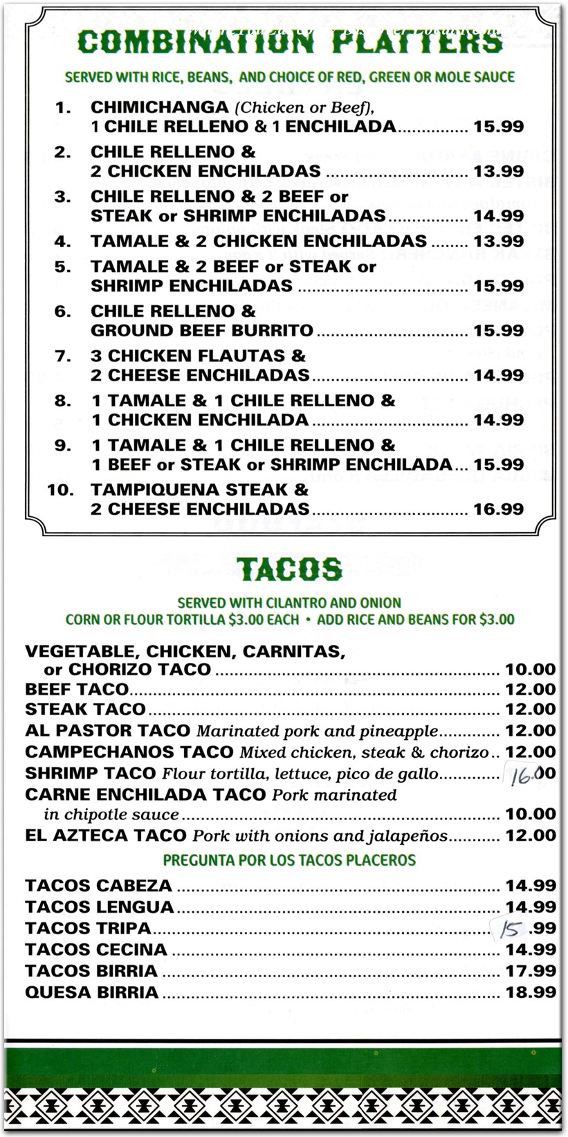 menu