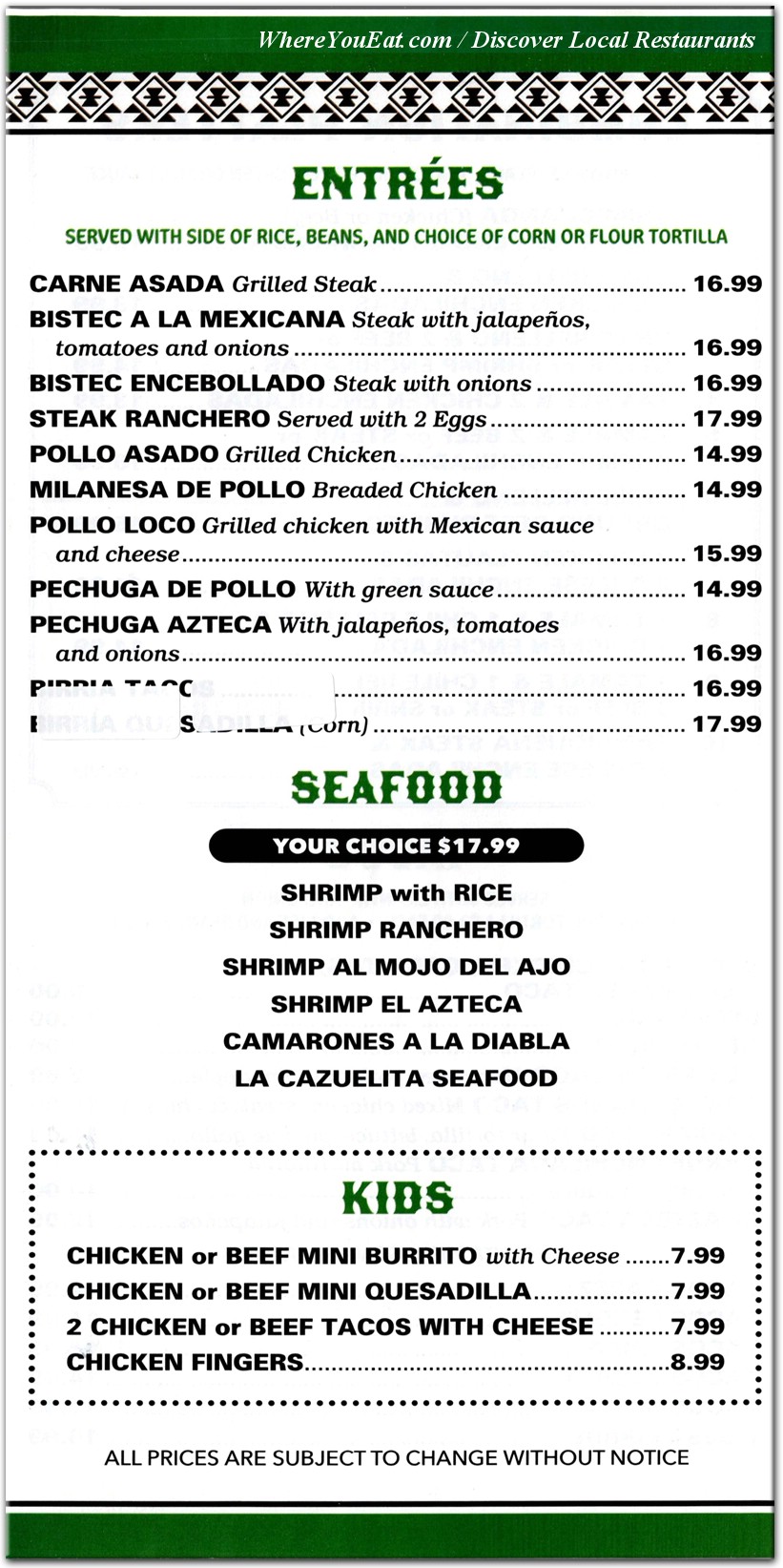 menu